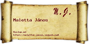 Maletta János névjegykártya
