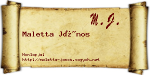 Maletta János névjegykártya